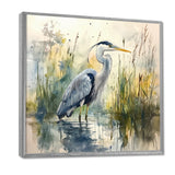 Heron By The Farm Lake - Heron Large Canvas Wall Art