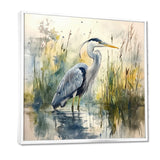 Heron By The Farm Lake - Heron Large Canvas Wall Art