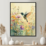 Hummingbird Among The Wildflowers - Bird Bedroom Wall Art
