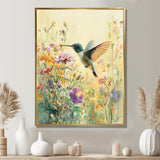 Hummingbird Among The Wildflowers - Bird Bedroom Wall Art