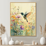 Hummingbird Among The Wildflowers - Bird Bedroom Wall Art