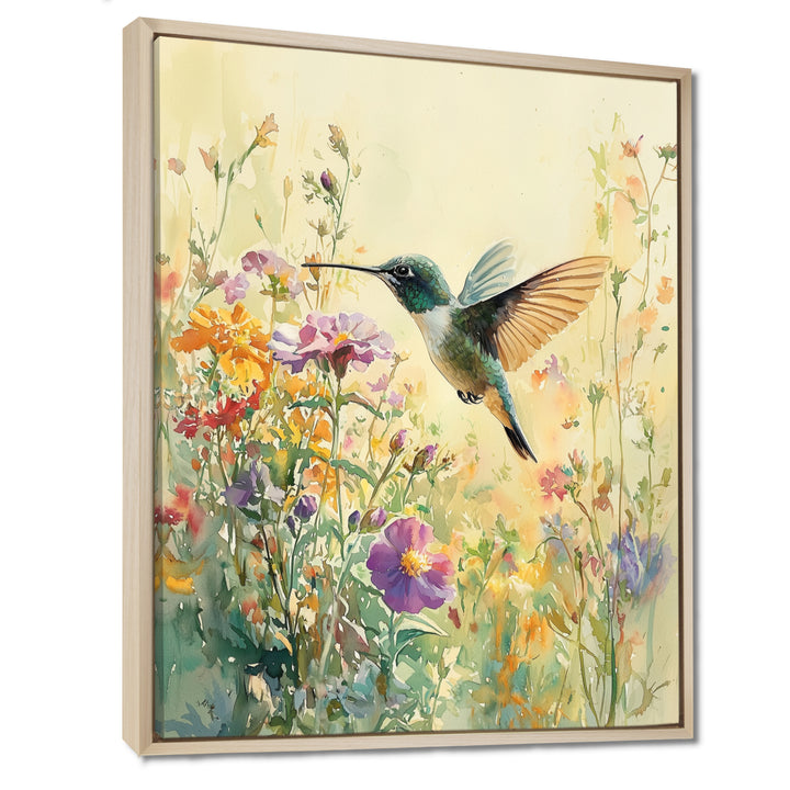 Hummingbird Among The Wildflowers - Bird Bedroom Wall Art