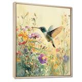 Hummingbird Among The Wildflowers - Bird Bedroom Wall Art