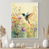 Hummingbird Among The Wildflowers - Bird Bedroom Wall Art