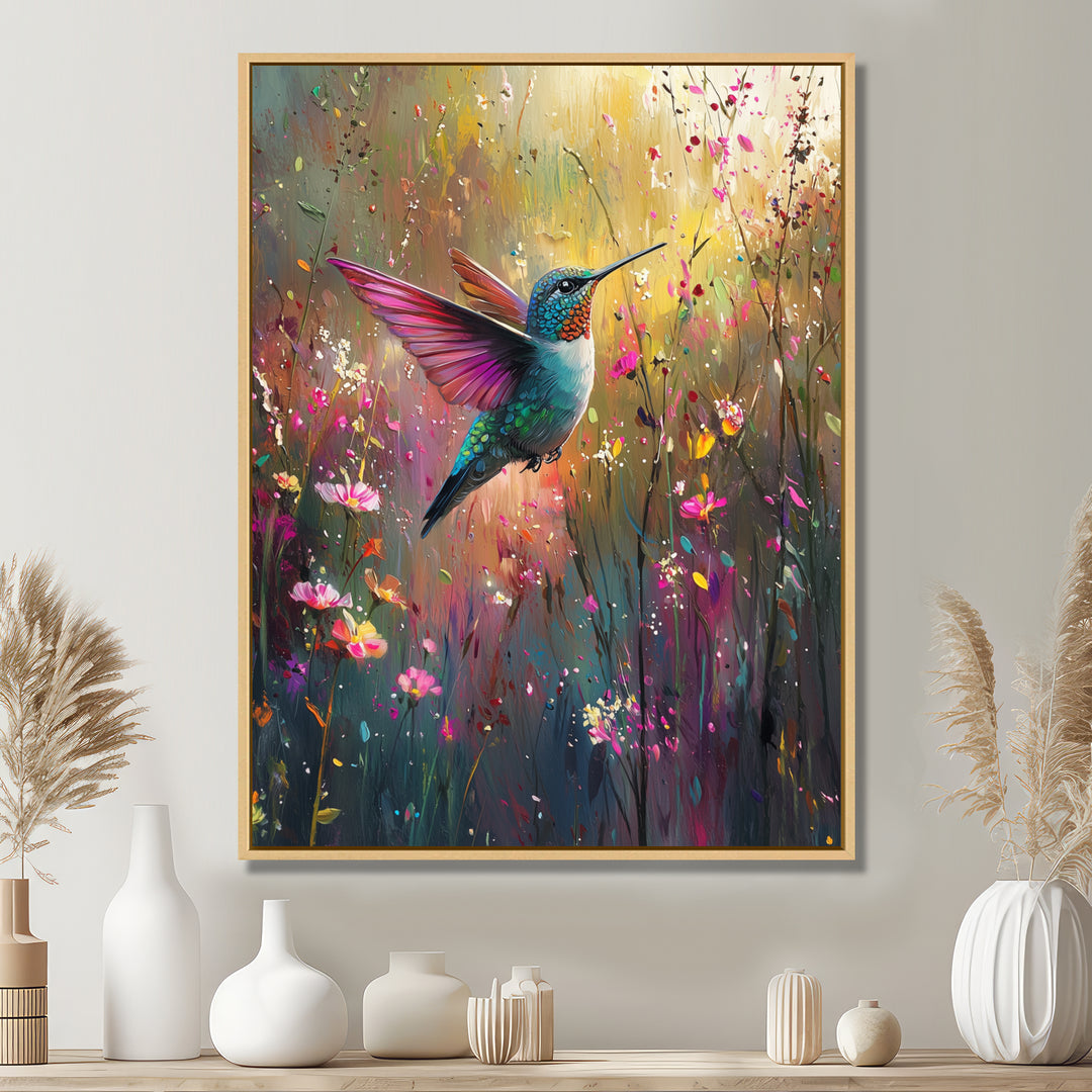 Hummingbird In The Spring Forest - Bird Wall Art Prints