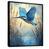 Kingfisher By The Farm River - Bird Framed Canvas Art
