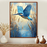Kingfisher By The Farm River - Bird Framed Canvas Art