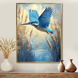 Kingfisher By The Farm River - Bird Framed Canvas Art