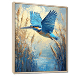 Kingfisher By The Farm River - Bird Framed Canvas Art