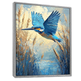 Kingfisher By The Farm River - Bird Framed Canvas Art