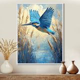 Kingfisher By The Farm River - Bird Framed Canvas Art