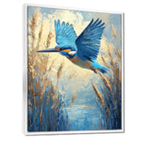 Kingfisher By The Farm River - Bird Framed Canvas Art