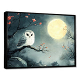 Owl In The Moonlight In Winter - Yellow Owl Wall Art