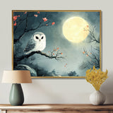 Owl In The Moonlight In Winter - Yellow Owl Wall Art