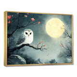 Owl In The Moonlight In Winter - Yellow Owl Wall Art