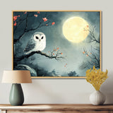 Owl In The Moonlight In Winter - Yellow Owl Wall Art