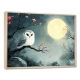 Owl In The Moonlight In Winter - Yellow Owl Wall Art