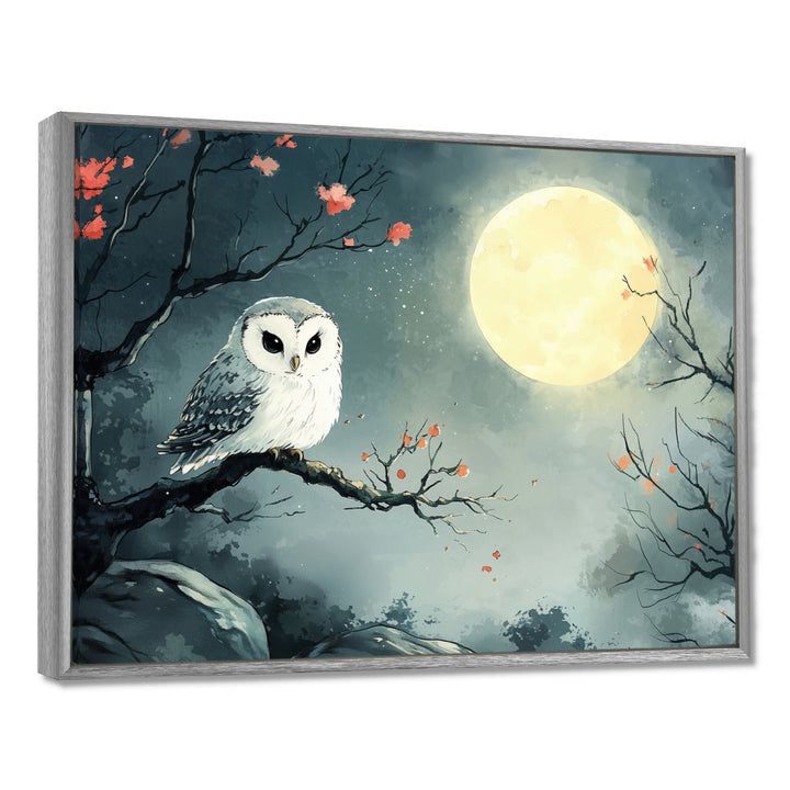 Owl In The Moonlight In Winter - Yellow Owl Wall Art