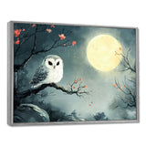 Owl In The Moonlight In Winter - Yellow Owl Wall Art