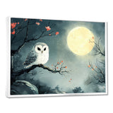 Owl In The Moonlight In Winter - Yellow Owl Wall Art