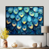 Peacock Feather Collage - Bird Framed Canvas Art
