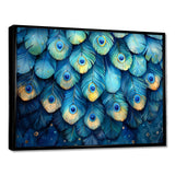 Peacock Feather Collage - Bird Framed Canvas Art
