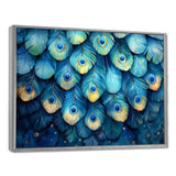 Peacock Feather Collage - Bird Framed Canvas Art
