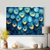 Peacock Feather Collage - Bird Framed Canvas Art