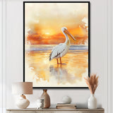 Pelican At Dusk - Heron Canvas Wall Art
