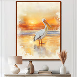 Pelican At Dusk - Heron Canvas Wall Art