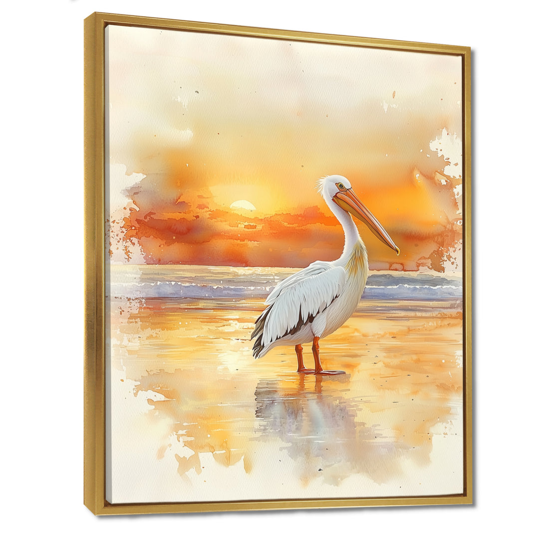 Pelican At Dusk - Heron Canvas Wall Art
