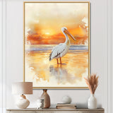 Pelican At Dusk - Heron Canvas Wall Art
