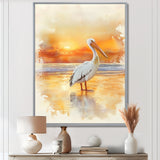Pelican At Dusk - Heron Canvas Wall Art