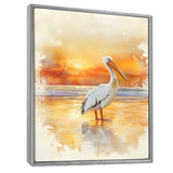 Pelican At Dusk - Heron Canvas Wall Art