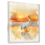 Pelican At Dusk - Heron Canvas Wall Art