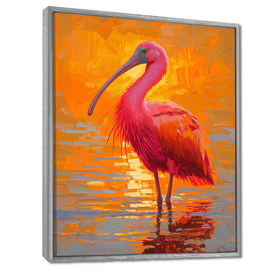 Scarlet Ibis Bird In The Lake - Bird Bedroom Wall Art