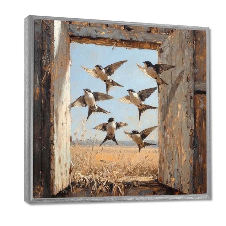 Abstract Bird Swallows In The Hayloft - Bird Wall Art Prints