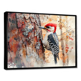 Woodpecker In The Forest - Bird Living Room Wall Art