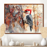Woodpecker In The Forest - Bird Living Room Wall Art