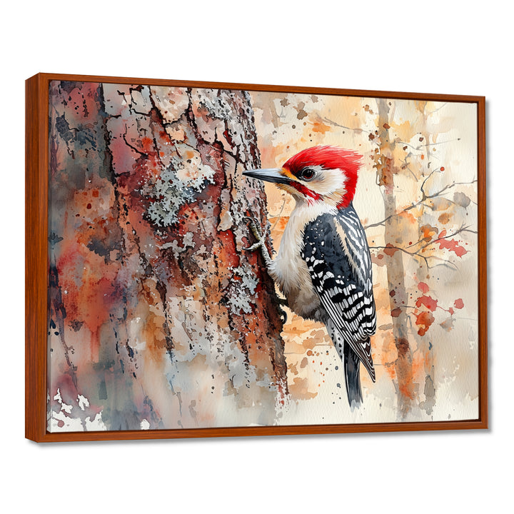 Woodpecker In The Forest - Bird Living Room Wall Art