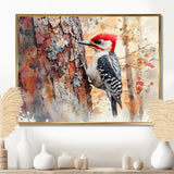 Woodpecker In The Forest - Bird Living Room Wall Art