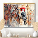 Woodpecker In The Forest - Bird Living Room Wall Art