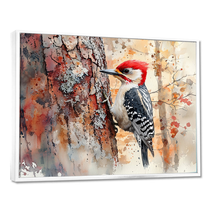 Woodpecker In The Forest - Bird Living Room Wall Art