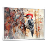 Woodpecker In The Forest - Bird Living Room Wall Art
