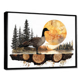 Goose In Sunrise Forest Lake Landscape - Goose Wall Art Prints