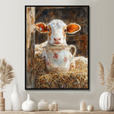 Cow Portrait At The Barn - White Cow Wall Art