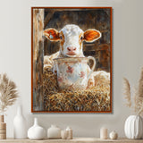 Cow Portrait At The Barn - White Cow Wall Art