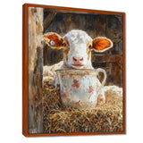 Cow Portrait At The Barn - White Cow Wall Art