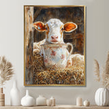 Cow Portrait At The Barn - White Cow Wall Art