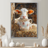Cow Portrait At The Barn - White Cow Wall Art